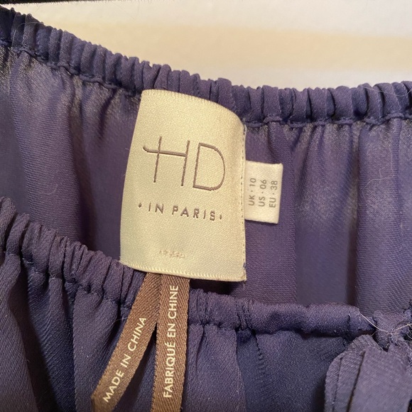 Dusty navy lightweight flowy scoop neck summery blouse - Picture 2 of 6